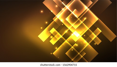 Shiny neon design square shape abstract background. Retro vector abstract design banner template. Vector decorative background. Graphic design geometric shape.