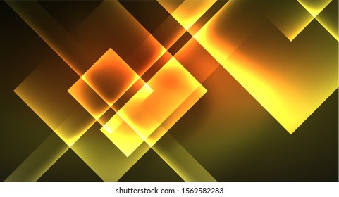 Shiny neon design square shape abstract background. Retro vector abstract design banner template. Vector decorative background. Graphic design geometric shape.
