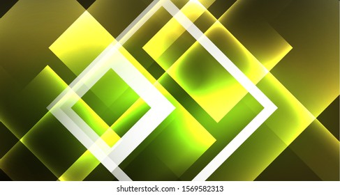 Shiny neon design square shape abstract background. Retro vector abstract design banner template. Vector decorative background. Graphic design geometric shape.