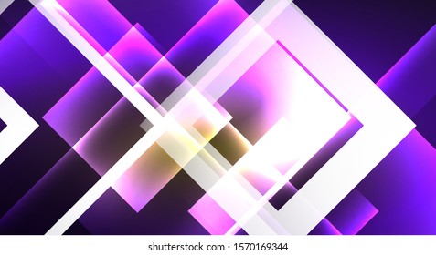 Shiny neon design square shape abstract background. Retro vector abstract design banner template. Vector decorative background. Graphic design geometric shape.