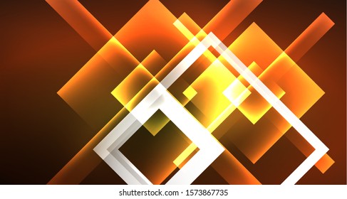 Shiny neon design square shape abstract background. Retro vector abstract design banner template. Vector decorative background. Graphic design geometric shape.