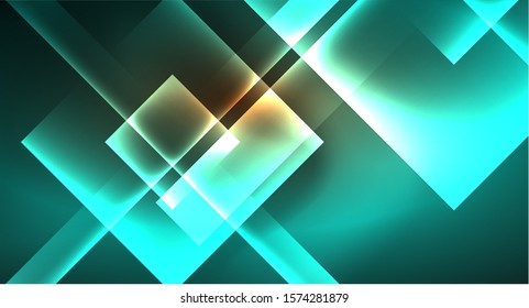 Shiny neon design square shape abstract background. Retro vector abstract design banner template. Vector decorative background. Graphic design geometric shape.