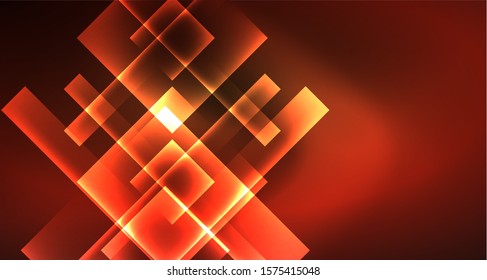 Shiny neon design square shape abstract background. Retro vector abstract design banner template. Vector decorative background. Graphic design geometric shape.