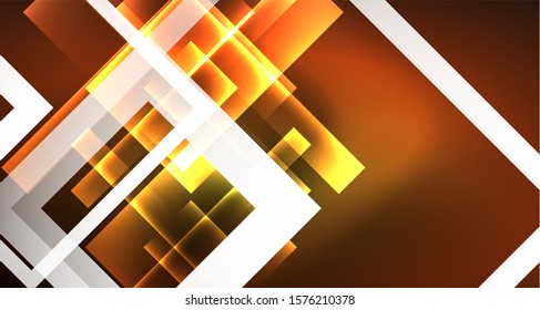 Shiny neon design square shape abstract background. Retro vector abstract design banner template. Vector decorative background. Graphic design geometric shape.