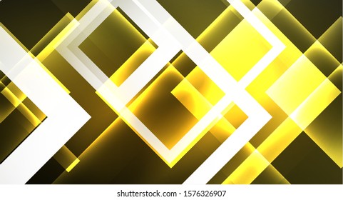 Diseño de neón brillante cuadrado forma fondo abstracto. Plantilla de banner de diseño abstracto vectorial retro. Fondo decorativo vectorial. Forma geométrica de diseño gráfico.