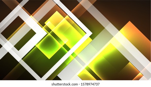 Shiny neon design square shape abstract background. Retro vector abstract design banner template. Vector decorative background. Graphic design geometric shape.