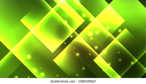 Shiny neon design square shape abstract background. Retro vector abstract design banner template. Vector decorative background. Graphic design geometric shape.