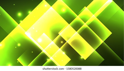 Shiny neon design square shape abstract background. Retro vector abstract design banner template. Vector decorative background. Graphic design geometric shape.