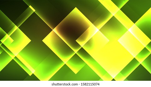 Shiny neon design square shape abstract background. Retro vector abstract design banner template. Vector decorative background. Graphic design geometric shape.