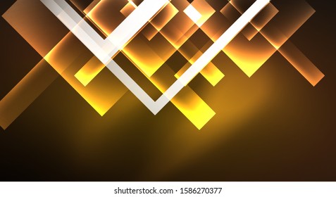 Ein glänzender Neondesign, quadratischer, abstrakter Hintergrund. Retro Vektorgrafik abstrakte Design-Banner-Vorlage. Vektordekorativer Hintergrund. Geometrische Form des grafischen Designs.