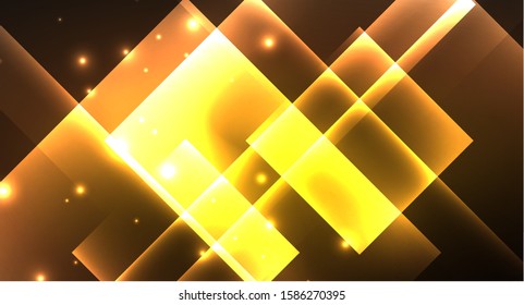 Ein glänzender Neondesign, quadratischer, abstrakter Hintergrund. Retro Vektorgrafik abstrakte Design-Banner-Vorlage. Vektordekorativer Hintergrund. Geometrische Form des grafischen Designs.