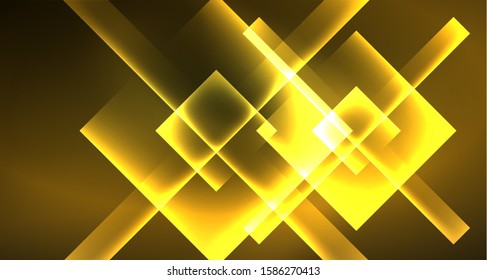 Shiny neon design square shape abstract background. Retro vector abstract design banner template. Vector decorative background. Graphic design geometric shape.