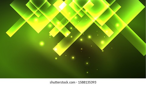 Diseño de neón brillante cuadrado forma fondo abstracto. Plantilla de banner de diseño abstracto vectorial retro. Fondo decorativo vectorial. Forma geométrica de diseño gráfico.