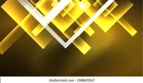 Ein glänzender Neondesign, quadratischer, abstrakter Hintergrund. Retro Vektorgrafik abstrakte Design-Banner-Vorlage. Vektordekorativer Hintergrund. Geometrische Form des grafischen Designs.