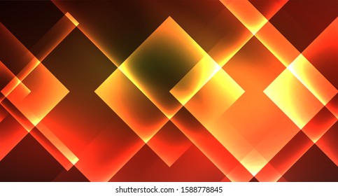 Ein glänzender Neondesign, quadratischer, abstrakter Hintergrund. Retro Vektorgrafik abstrakte Design-Banner-Vorlage. Vektordekorativer Hintergrund. Geometrische Form des grafischen Designs.