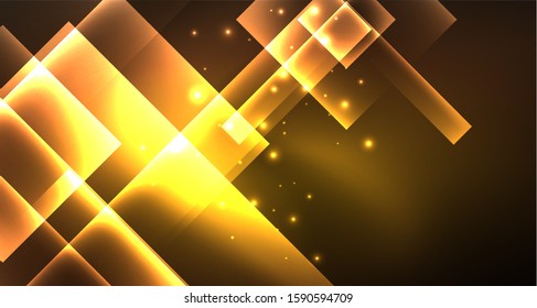 Shiny neon design square shape abstract background. Retro vector abstract design banner template. Vector decorative background. Graphic design geometric shape.