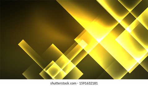 Shiny neon design square shape abstract background. Retro vector abstract design banner template. Vector decorative background. Graphic design geometric shape.