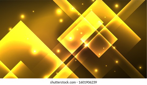Shiny neon design square shape abstract background. Retro vector abstract design banner template. Vector decorative background. Graphic design geometric shape.
