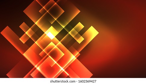 Shiny neon design square shape abstract background. Retro vector abstract design banner template. Vector decorative background. Graphic design geometric shape.