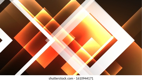 Shiny neon design square shape abstract background. Retro vector abstract design banner template. Vector decorative background. Graphic design geometric shape.