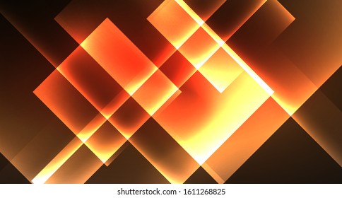 Shiny neon design square shape abstract background. Retro vector abstract design banner template. Vector decorative background. Graphic design geometric shape.