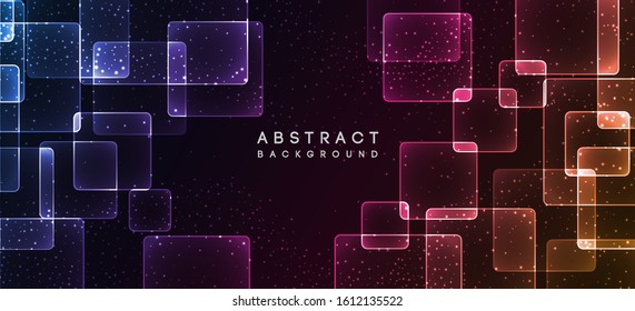 Shiny neon design square shape abstract background. Retro vector abstract design