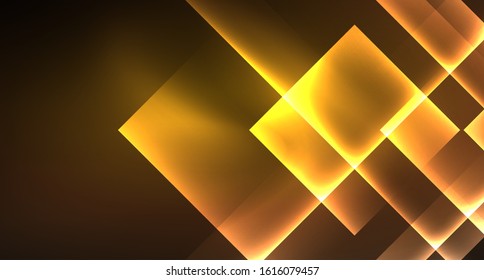 Diseño de neón brillante cuadrado forma fondo abstracto. Plantilla de banner de diseño abstracto vectorial retro. Fondo decorativo vectorial. Forma geométrica de diseño gráfico.