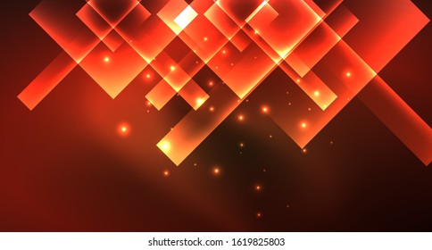 Shiny neon design square shape abstract background. Retro vector abstract design banner template. Vector decorative background. Graphic design geometric shape.