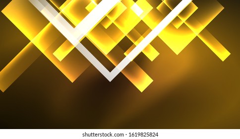 Diseño de neón brillante cuadrado forma fondo abstracto. Plantilla de banner de diseño abstracto vectorial retro. Fondo decorativo vectorial. Forma geométrica de diseño gráfico.