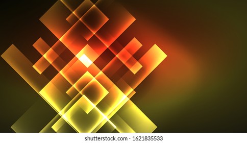 Ein glänzender Neondesign, quadratischer, abstrakter Hintergrund. Retro Vektorgrafik abstrakte Design-Banner-Vorlage. Vektordekorativer Hintergrund. Geometrische Form des grafischen Designs.
