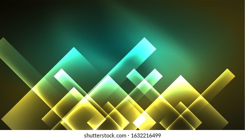 Shiny neon design square shape abstract background. Retro vector abstract design banner template. Vector decorative background. Graphic design geometric shape.