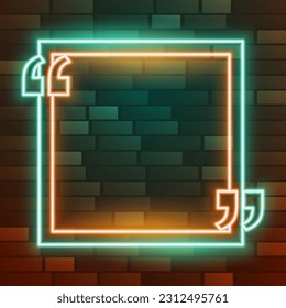 shiny neon frame geometric background for quote or message vector