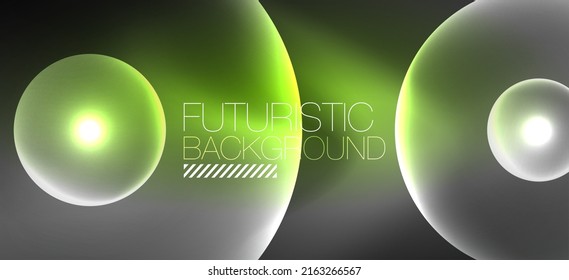 Fondo abstracto geométrico brillante de neón. Luces brillantes en formas redondeadas, triángulos y círculos. Fondo de escritorio para el concepto de tecnología de IA, blockchain, comunicación, 5G, ciencia, negocios
