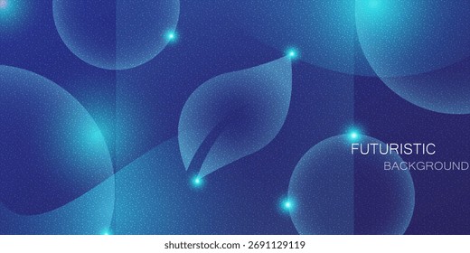 Shiny neon geometric abstract background. Glowing lights on round shapes, triangles and circles. I technology, blockchain, communication, 5G, science, business