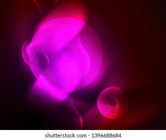 Shiny neon geometric waves template, vector