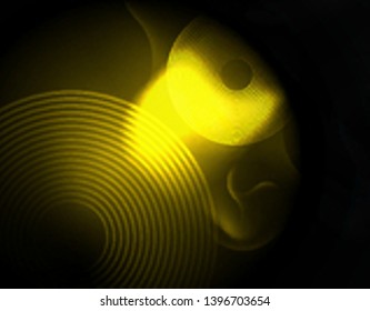 Shiny neon geometric waves template, vector