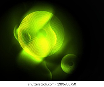 Shiny neon geometric waves template, vector