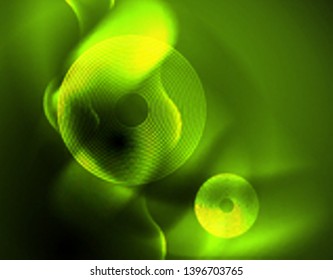 Shiny neon geometric waves template, vector