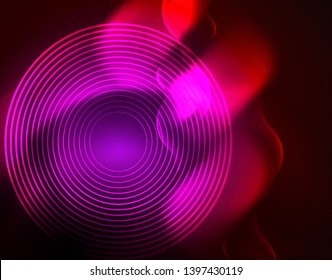 Shiny neon geometric waves template, vector