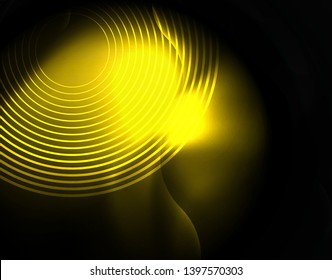 Shiny neon geometric waves template, vector