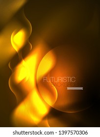 Shiny neon geometric waves template, vector