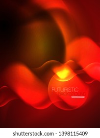 Shiny neon geometric waves template, vector