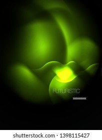 Plantilla de ondas geométricas de neón brillante, vector