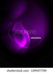 Shiny neon geometric waves template, vector