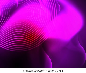 Shiny neon geometric waves template, vector