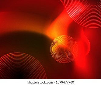 Plantilla de ondas geométricas de neón brillante, vector