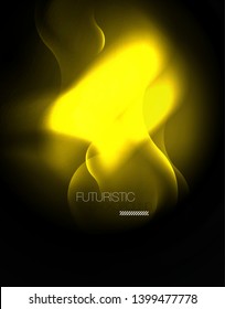 Plantilla de ondas geométricas de neón brillante, vector
