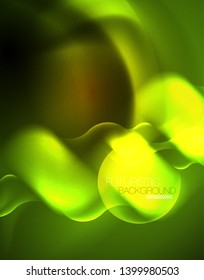 Plantilla de ondas geométricas de neón brillante, vector