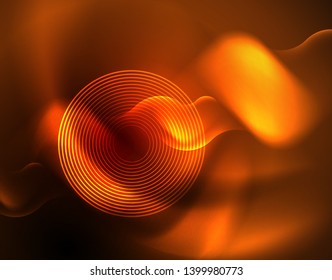 Plantilla de ondas geométricas de neón brillante, vector