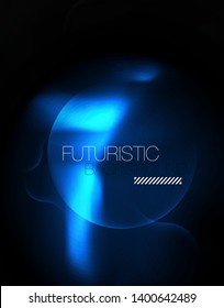 Shiny neon geometric waves template, vector